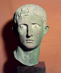 Head from a full length statue of the Emperor Augustus found near a temple of Victory at Meroe in the Sudan