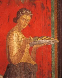 Initiation rites of the cult of Dionysus, fresco from the Villa Dei Mysteri