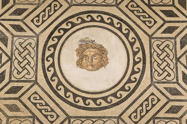 Mosaic of Medusa, in the Hall of the Mosaics in the Alcazar of the Christian Kings