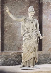Pallas de Velletri, statue of helmeted Athena, Roman copy of a Greek original attributed to Alkamenes or Cresilas, c.420-10 BC