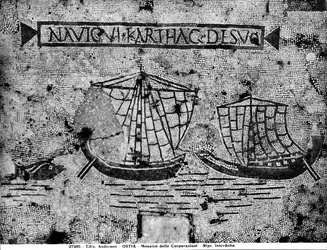 Pavement detail from the Piazzale dell Corporazioni depicting a nautical scene