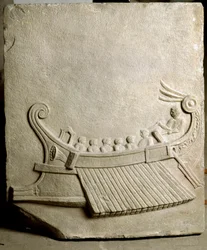 Roman Art: Roman Trireme - Fragment of Marble Frieze from Pozzuoli