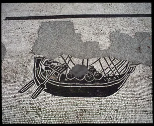 Roman Art: Ship Mosaic of the Corporation des gens de la mer, Place des Corporations