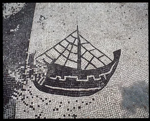 Roman Art: Ship Mosaic of the Corporation des gens de la mer, Place des Corporations
