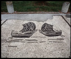 Roman Art: Ships Mosaic of the Corporation des gens de la mer, Place des Corporations