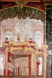 Roman Art: Decor Roman Fresco of the 4th Pompeian Style from Ercolano (Herculanum or Herculaneum) 60-80 AD