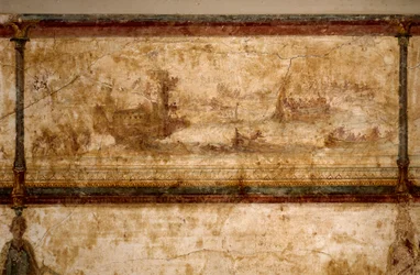 Roman Art: maritime scene, with birems and triremes