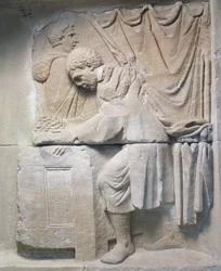 Roman Relief from mausoleum depicting bread merchant, 2nd century AD