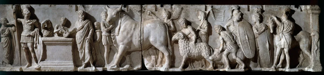 Roman Art: Altar of Domitius Ahenobarbus. 100 BC. Scene of Sacrifice to the God Mars