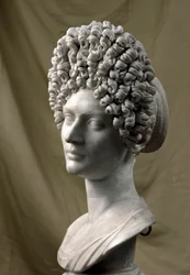 Roman art: portrait of a lady from the Flavian period. AD 80-100. Marble sculpture. H. 38 cm. Rome, Capitoline Museums