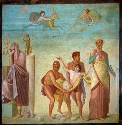 Roman art: “The Sacrifice of Iphigenia” Fresco from the House of the Tragic Poet, Pompeii. 1st century AD. Naples, National Archaeological Museum