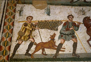 Roman Art: Two Slaves Carry a Boar (detail)
