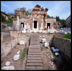 Roman art: view of the capitol (capitolium), 73 A.D., Brescia Italy