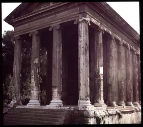 View of the ruins of the Temple of Portunus, Rome, Italy