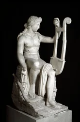 The Apollo Lyricine or Apollo holding a lyre Roman marble sculpture after the Greek original