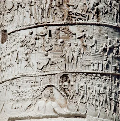 The Roman legions sail in Ancona under the protection of Neptune, detail of the column of Trajan