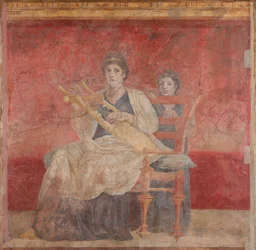 Seated woman playing a kithara