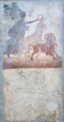 A Donkey Penetrating a Lion is Crowned by the Goddess Victoria, Below a Graffito with Gladiatorial Combat, Insignia of a Shop