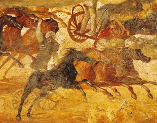 Detail (fresco portraying chariot race, from Pompeii, Italy)