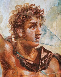 Detail of a fresco depicting Alexander, from the Marriage of Alexander and Stateira
