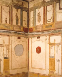 Detail of frescoes decorating room, House of Vettii