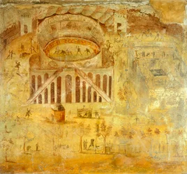 Fresco Depicting Quarrel Between Pompeians and Nocerini in Amphitheater, from Pompeii, Campania, Roman Civilization