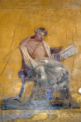 Greek poet Menander, fresco from House of Menander, Pompeii