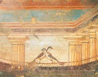Hera Sannita Fresco Depicting Birds, House of Labyrinth, Pompeii, Campania, Roman Civilization