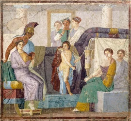 Marriage of Venus and Mars, tablinum wall painting from House of Marco Lucrezio Fronto, Pompeii, Campania, Roman Civilization