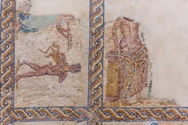 Partially Damaged Mosaics on Display