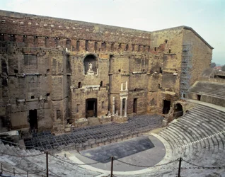 Roman art: view of the Roman theatre of the city of Orange