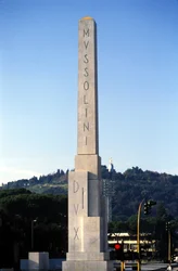 Rome. Foro Italico, the obelisk dedicated to Mussolini.