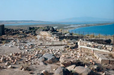 Site view of the city of Tharros, ancient Punico-Roman port, founded by the Phoenicians in Sardinia, Italy