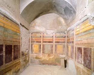 Vault Decorated with Frescoes in Second Pompeian Style, House of Silver Wedding, Pompeii, Campania, Roman Civilization