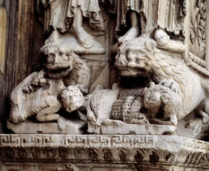Monsters. Carved support of a column