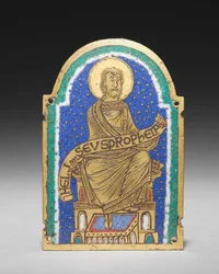 Plaque: Seated Prophet from a Reliquary Shrine: Heliseus