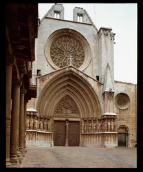 Romanesque and Gothic Art: facade of the Cathedral of Saint Thecla in Tarragona