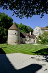 Romanesque architecture: View of the dovecote and the kennel of the Cistercian abbey of Fontenay, Burgundy