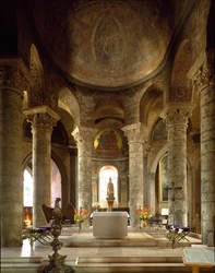 Romanesque art: inner view of the church Notre Dame la Grand, Poitiers (Vienna)