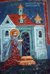 St. Nicetas Praying in Front of a Church
