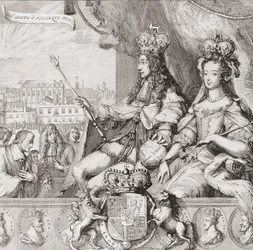 Coronation of the English King William III and Queen Mary II on April 11