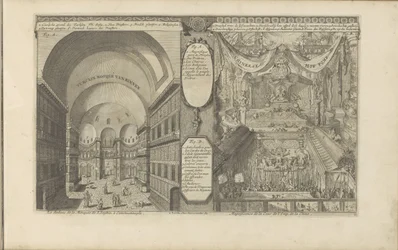Turkish Mosque in Constantinople; Imperial Court in China (Interior of the Mosque of St. Sophia, in Constantinople) (Magnificence of the Court of the Emperor of China)