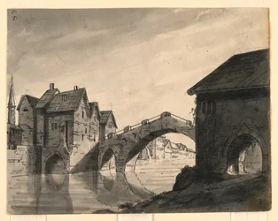 Stage Design, Bridge Over River in a Town