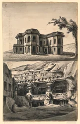 Stage Designs, Castle in Landscape and Temples and Caves
