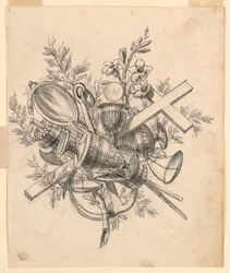 Trophy with Symbols of the Virtues