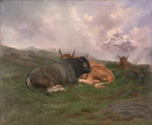 Cattle at Rest on a Hillside in the Alps, 1885