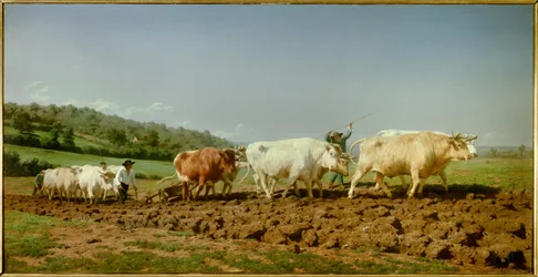 Ploughing in the Nivernais, the Sinking, 1849. 1.3 x 2.6 m, Paris, Musée d
