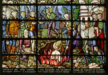 Window depicting the martyrdom of St Denis