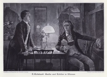 German writers Friedrich Schiller and Johann Wolfgang von Goethe in Weimar