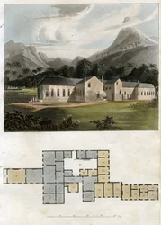 View and Plan of Longwood House, St. Helena: The Residence of Napoleon Bonaparte